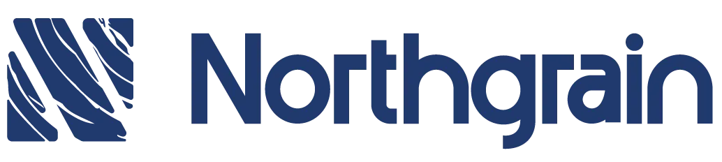 Northgrain logo concept: a square of diagonal grain beside a bold sans wordmark