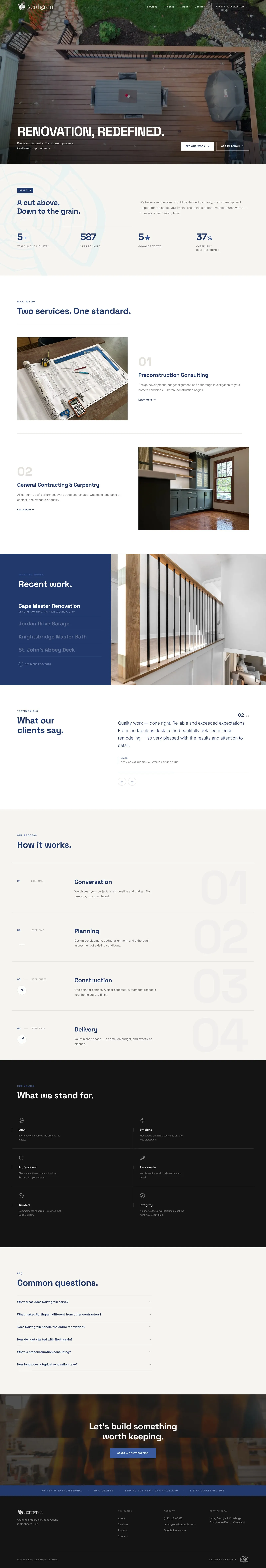 The full Northgrain homepage, top to bottom