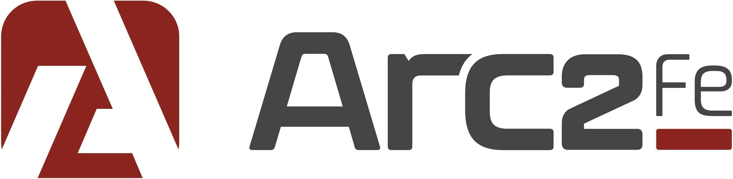 The chosen Arc2FE mark: an A built from an arc, beside the Arc2Fe wordmark