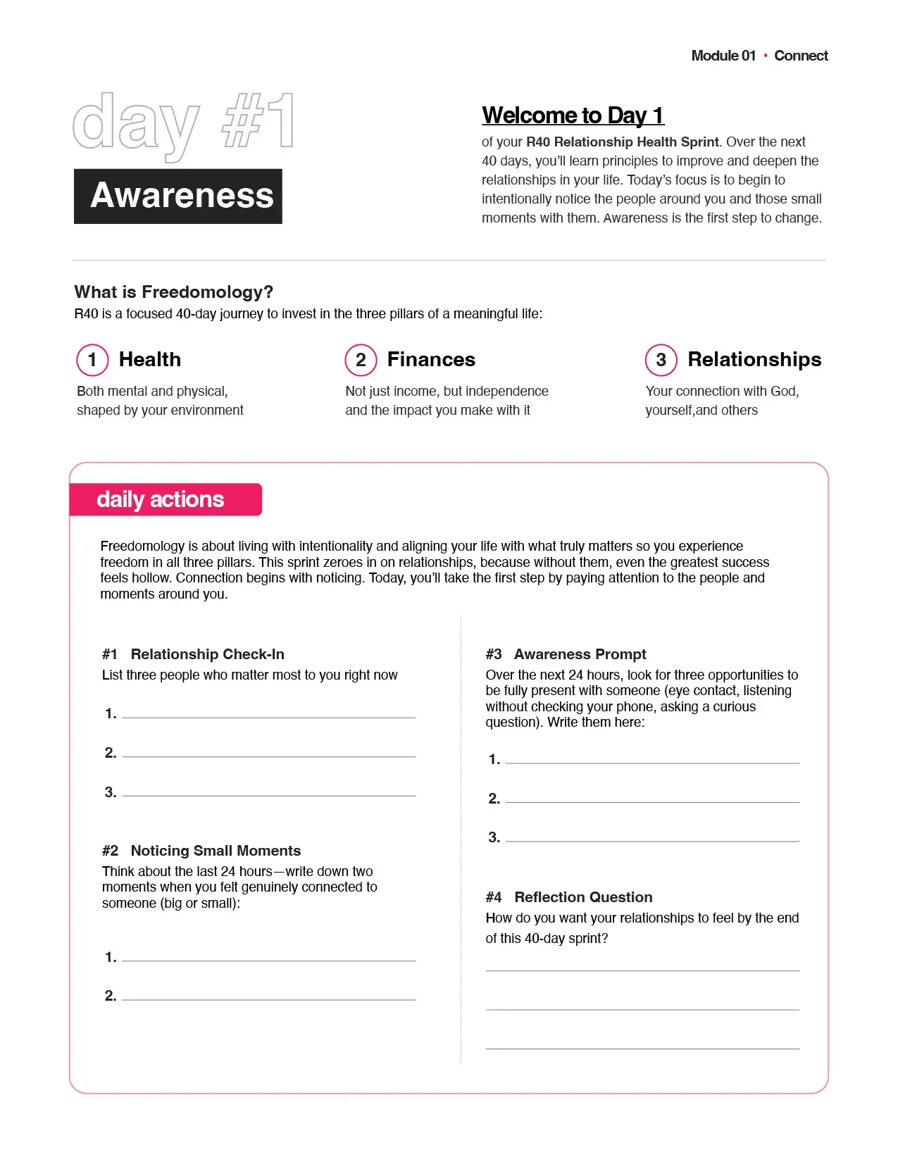 R40 workbook day one: awareness