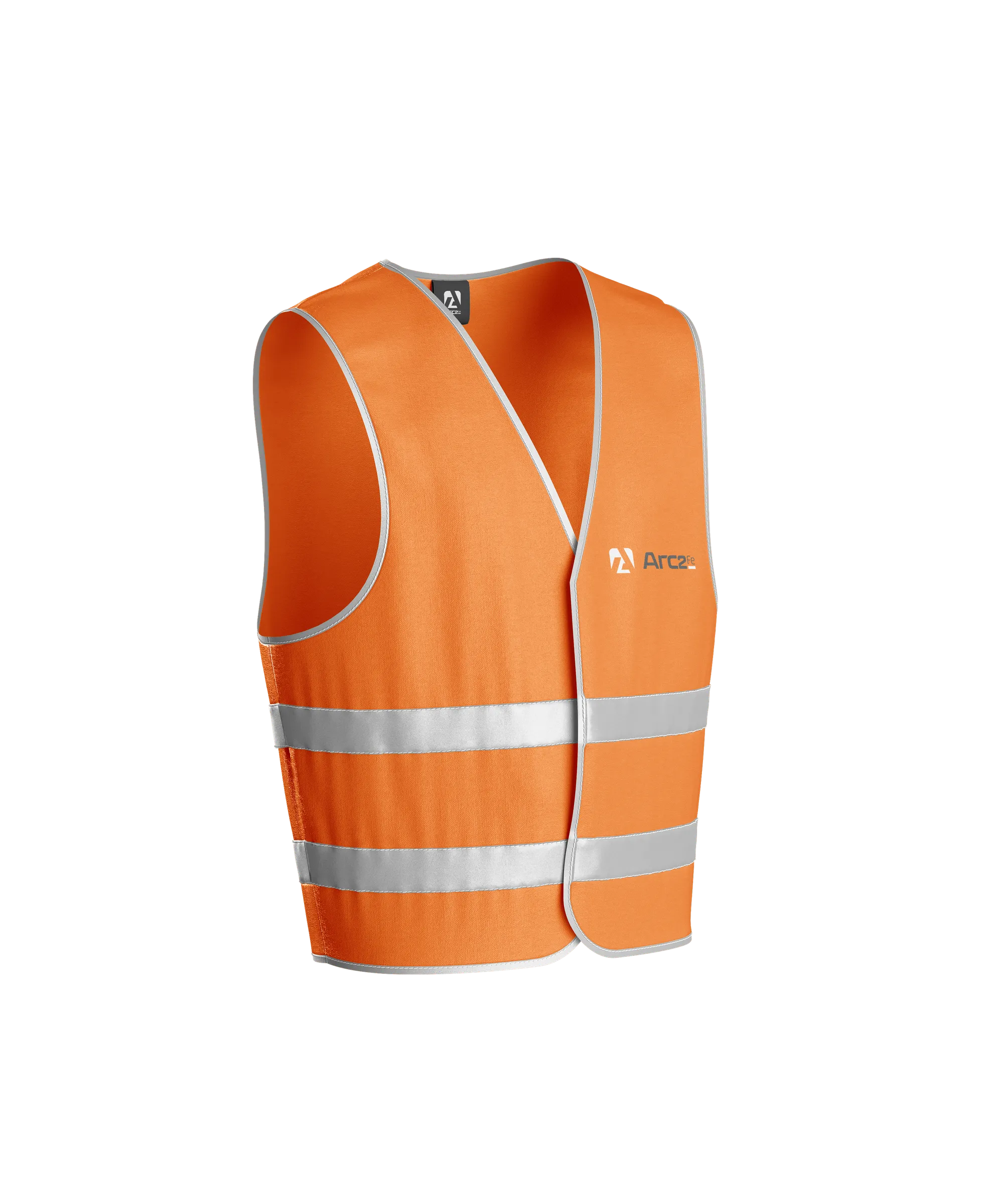 Hi-vis vest, front, with the small Arc2FE lockup on the chest